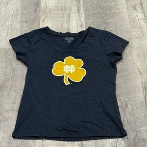 Original Retro Brand Notre Dame Fighting Irish Shamrock T-Shirt Navy Large Fit